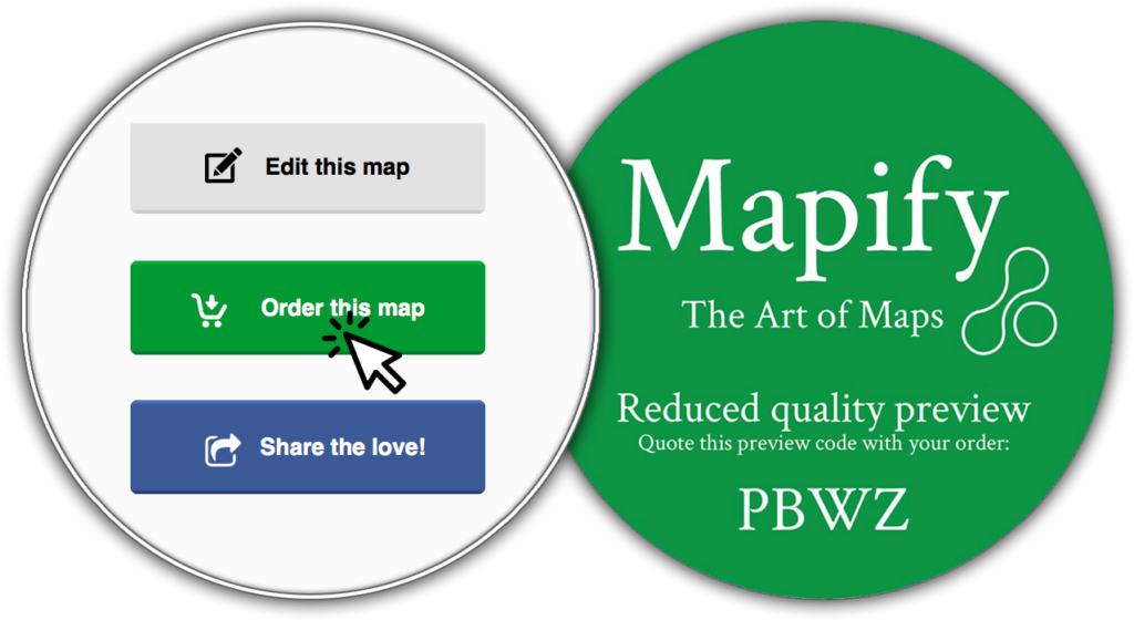 order mapify custom map poster from a digital preview